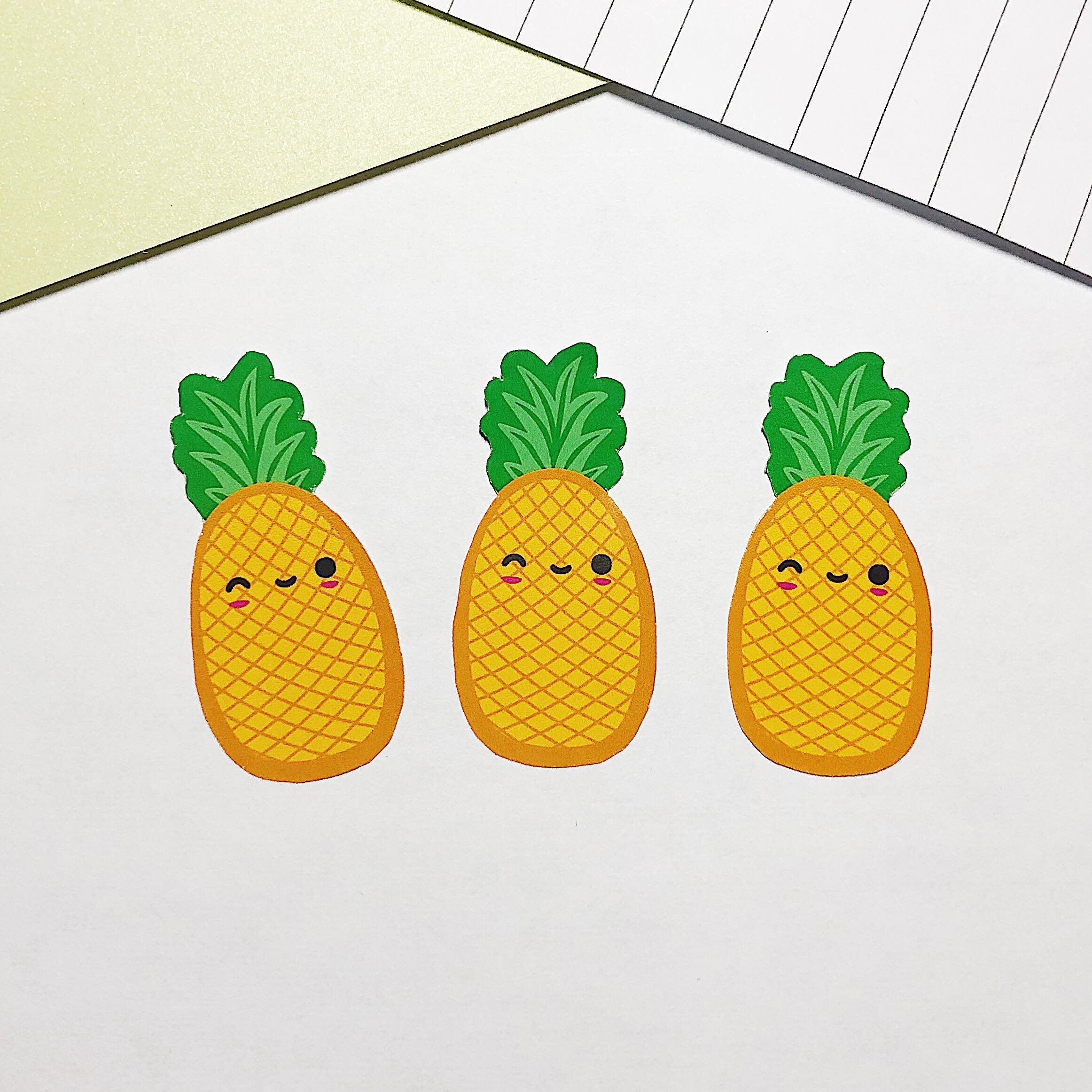 Cute Pineapple Sticker Pack Pineapple With Faces Sticker Etsy UK