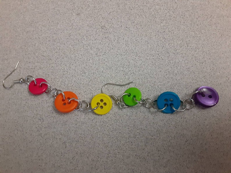 Rainbow Button Earrings