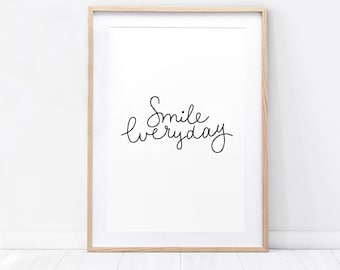 Smile Everyday Print - smile print, home decor, home print, home art, smile everyday print, type print, smile print, minimal print, quote