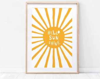 Hello Sunshine - Nursery Print - sunshine print, nursery print, baby print, decor, nursery art, baby art, weather print, nursery decor, sun