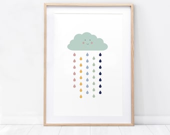 Rain Cloud Nursery Print - rain cloud print, nursery print, baby print, decor, nursery art, baby art, weather print, nursery art, cloud