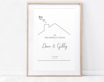 New Home Print, Custom New Home Print Gift For Couples, Personalised Housewarming Gift, Family Home Prints, Gifts For Home, New Home Gift