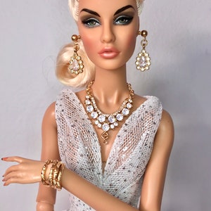 Sparkling Cubic zirconia Jewellery for 12&quot; Dolls Fashion Royalty Nuface Poppy Parker Integrity Barbie