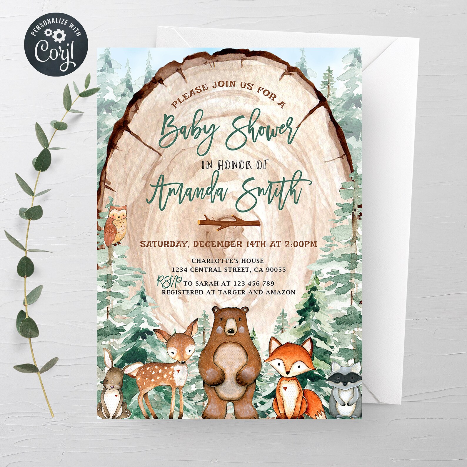 Forest Animals Baby Shower Invitation Woodland Animals | Etsy