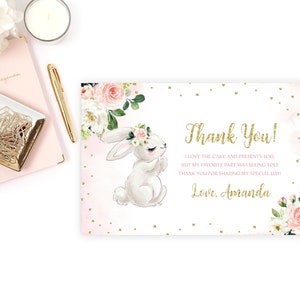 Bunny Birthday Invitation Bunny 1st Birthday Invite Some Bunny Invite Floral Bunny Birthday Party Invitation Printable Editable Template image 3
