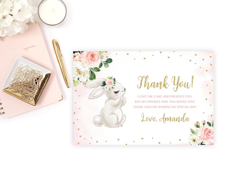 Bunny Birthday Invitation Bunny 1st Birthday Invite Some Bunny Invite Floral Bunny Birthday Party Invitation Printable Editable Template image 3