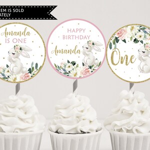 Bunny Birthday Invitation Bunny 1st Birthday Invite Some Bunny Invite Floral Bunny Birthday Party Invitation Printable Editable Template image 5