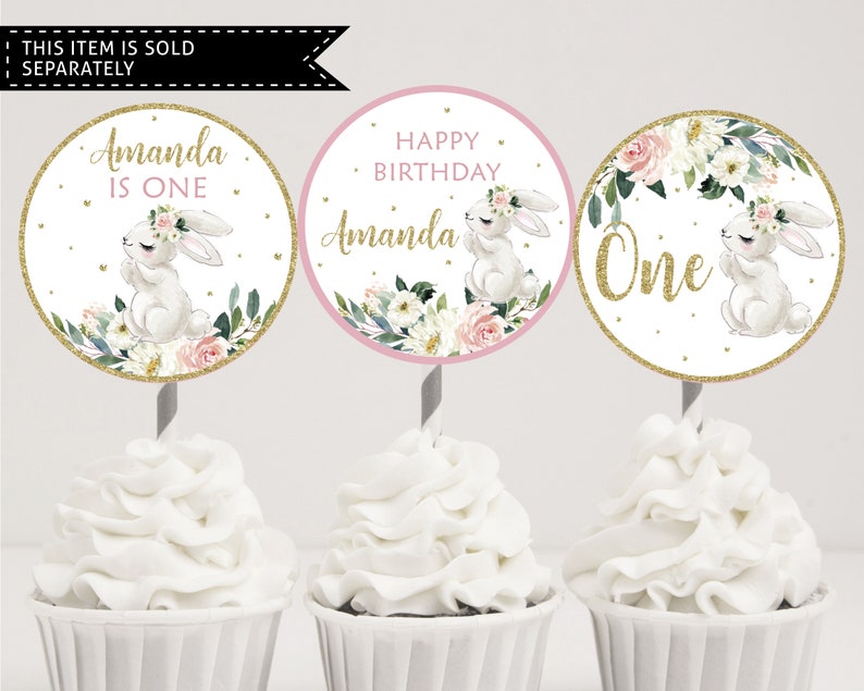 Bunny Birthday Invitation Bunny 1st Birthday Invite Some Bunny Invite Floral Bunny Birthday Party Invitation Printable Editable Template image 5
