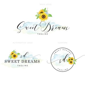 Sonnenblume Logo-Design, Blumen-Logo, vorgefertigtes Logo-Design, Blumen-Logo, Aquarell-Logo-Blume, Fotografie-Logo, Hochzeits-Logo, Boutique-Logo