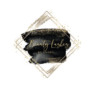 Make-up logo ontwerp Zwart en goud logo gezweep logo ontwerp bedrijfslogo blogger logo aquarel logo ontwerp schoonheidslogo