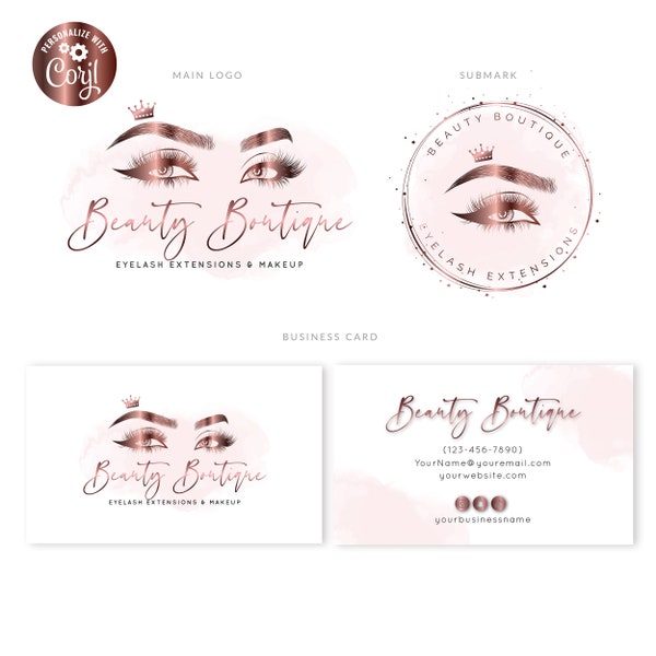 Editable Lash Logo, Makeup Artist Logo, Eyelash Logo, Lash Extensions Logo,  Beauty Salon, Lash Technician Logo