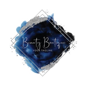 Logotipo aquarela brilhante, logotipo azul aquarela beleza, logotipo glitter prateado, design de logotipo de cílios, design de logotipo de salão, logotipo de cabelo, logotipo de maquiagem de cílios