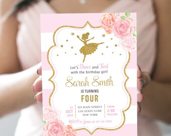 Ballerina Birthday Invitation Ballet Party Invite Tutu Invite Dance Invitation Ballerina Invite Girl Birthday Invitation Editable Printable