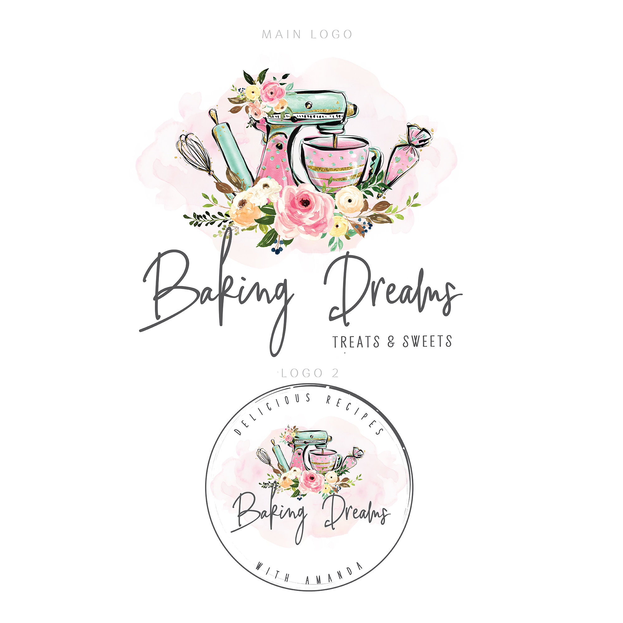 Bakery Logo Design Cake Logo Design Rolling Pin Logo Etsy