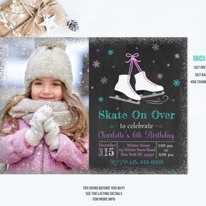 Ice Skating Birthday Invite, Ice Skate Birthday Party Invitations, Personalized Invite, Ice Skating Party, Ice Skate Birthday, Editable File