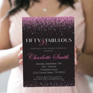 50th Birthday Invitation,  Birthday for Her, Women Birthday Party, Printable Fifty Birthday Invitation, INSTANT DOWNLOAD