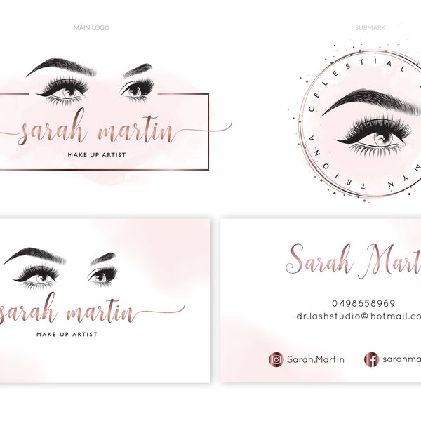 DIY Lash Logo Design, Lash Extensions Logo, Beauty Salon Logo, Editable Makeup Aritist Logo, Eyelash logo