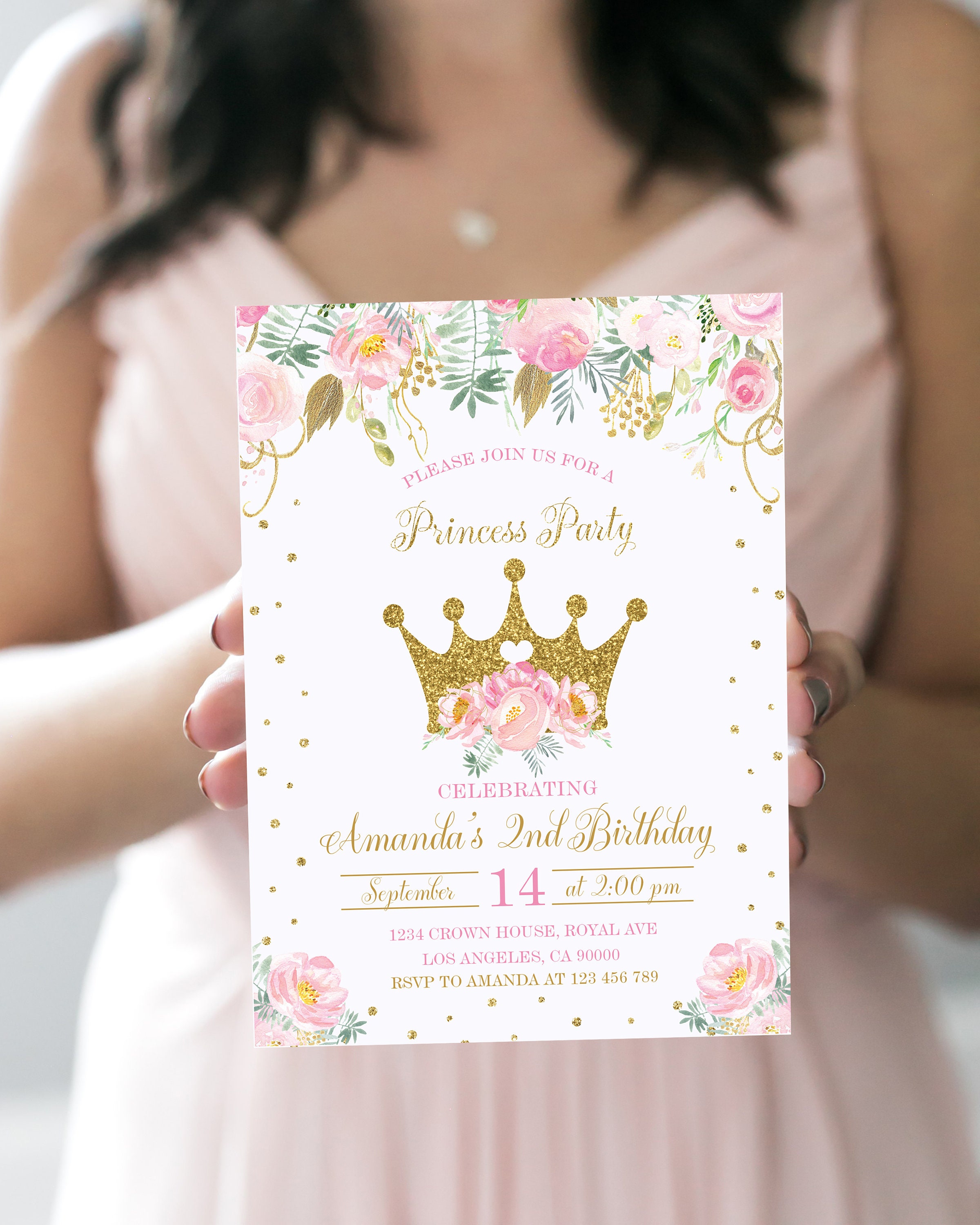 EDITABLE Crown Birthday Invitation Princess Birthday - Etsy
