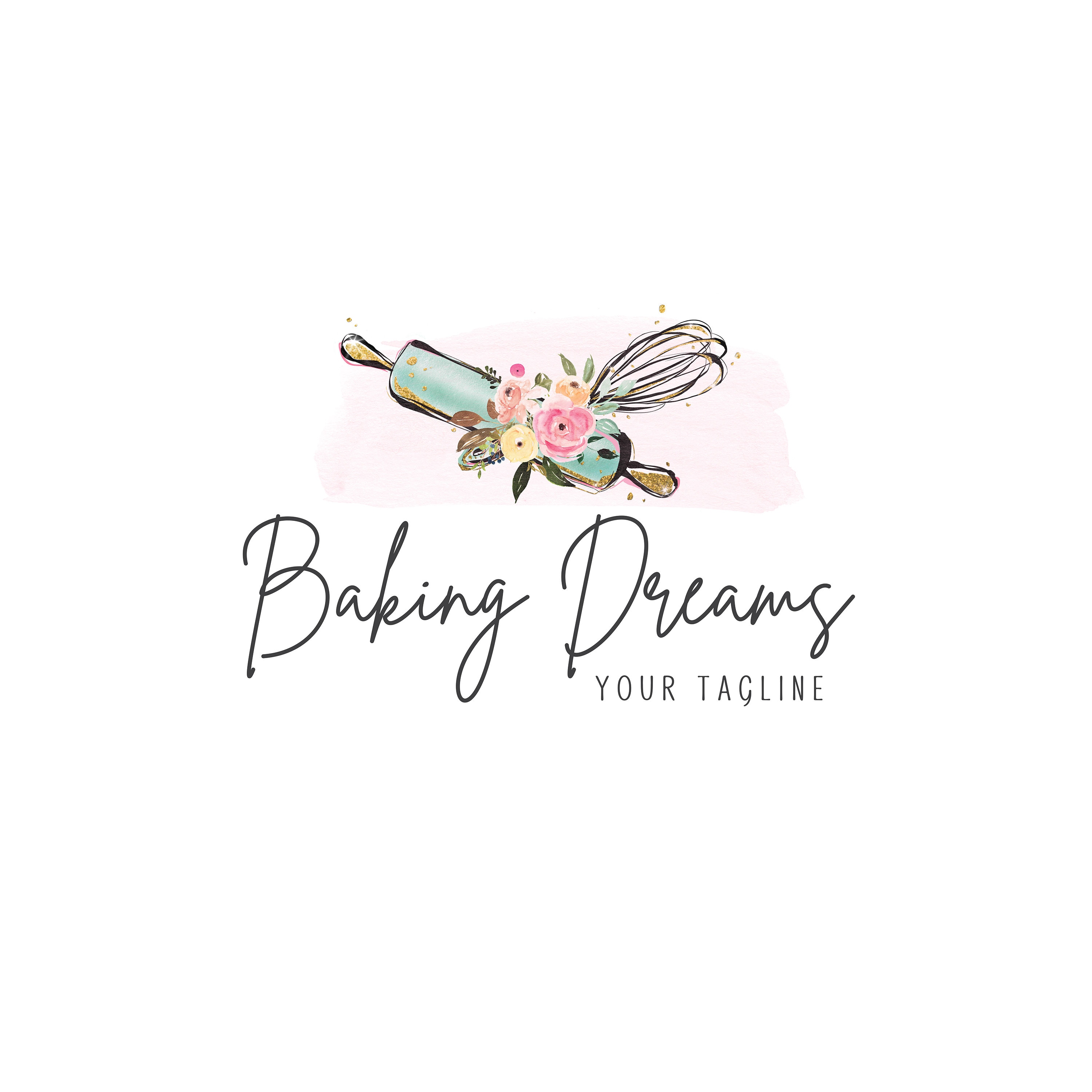 Bakery Logo Design Cake Logo Rolling Pin Logo Premade Etsy