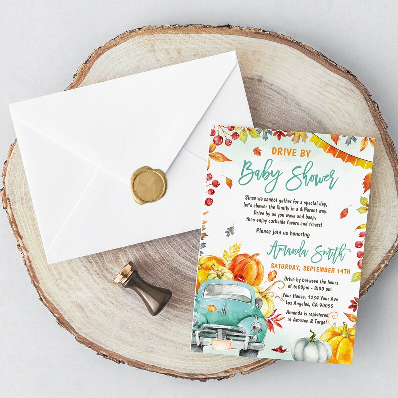 Drive by Baby Shower Invitation Template Drive by Fall Baby Etsy