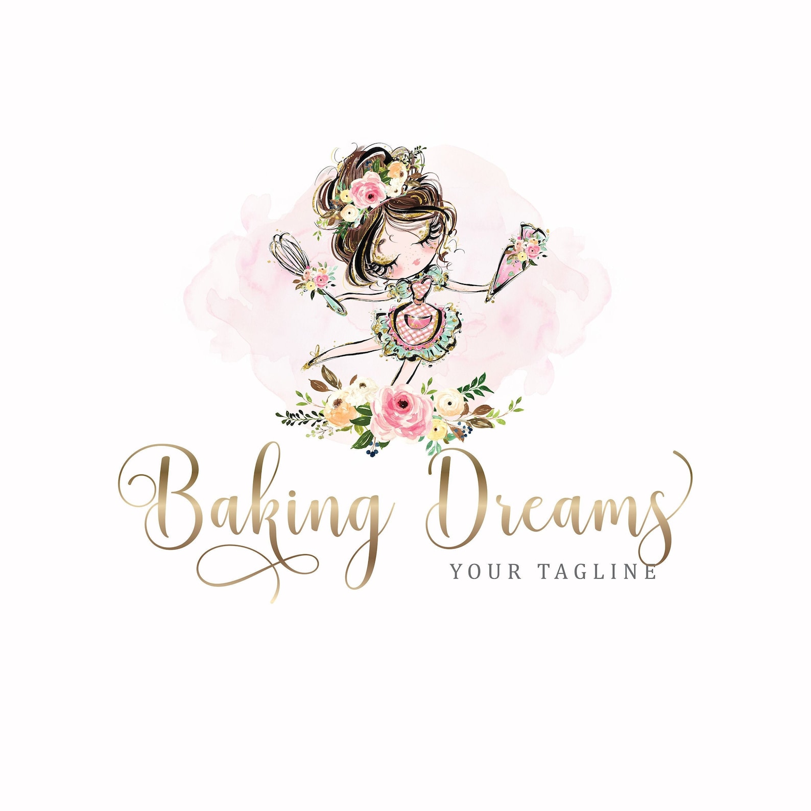 Editable Baking Logo Design Watercolor Bakery Logo - Etsy