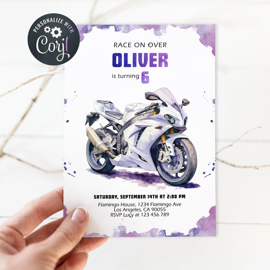 Editable Motorbike Invitation, Dirt Bike Invitation, Motorbike Invite ...