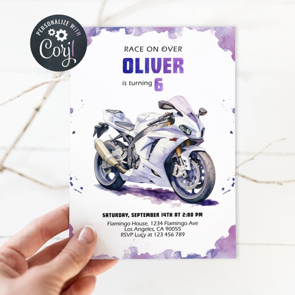 Editable Motorbike Invitation, Dirt Bike Invitation, Motorbike Invite, Motorcycle Birthday Invitation, Dirt Bike Adventure Printable