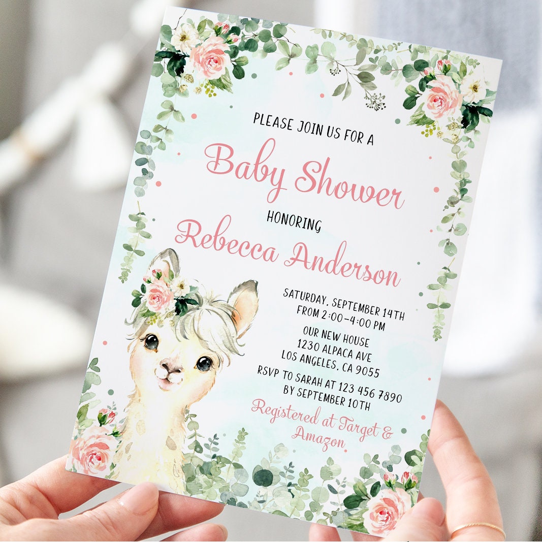 llama birthday invitations etsy