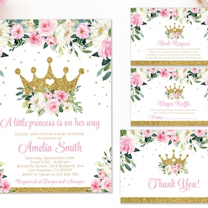 EDITABLE Princess Baby Shower Invitation Crown Baby Shower Invite Baby Shower Bundle Princess Crown Digital Invitation Instant Download