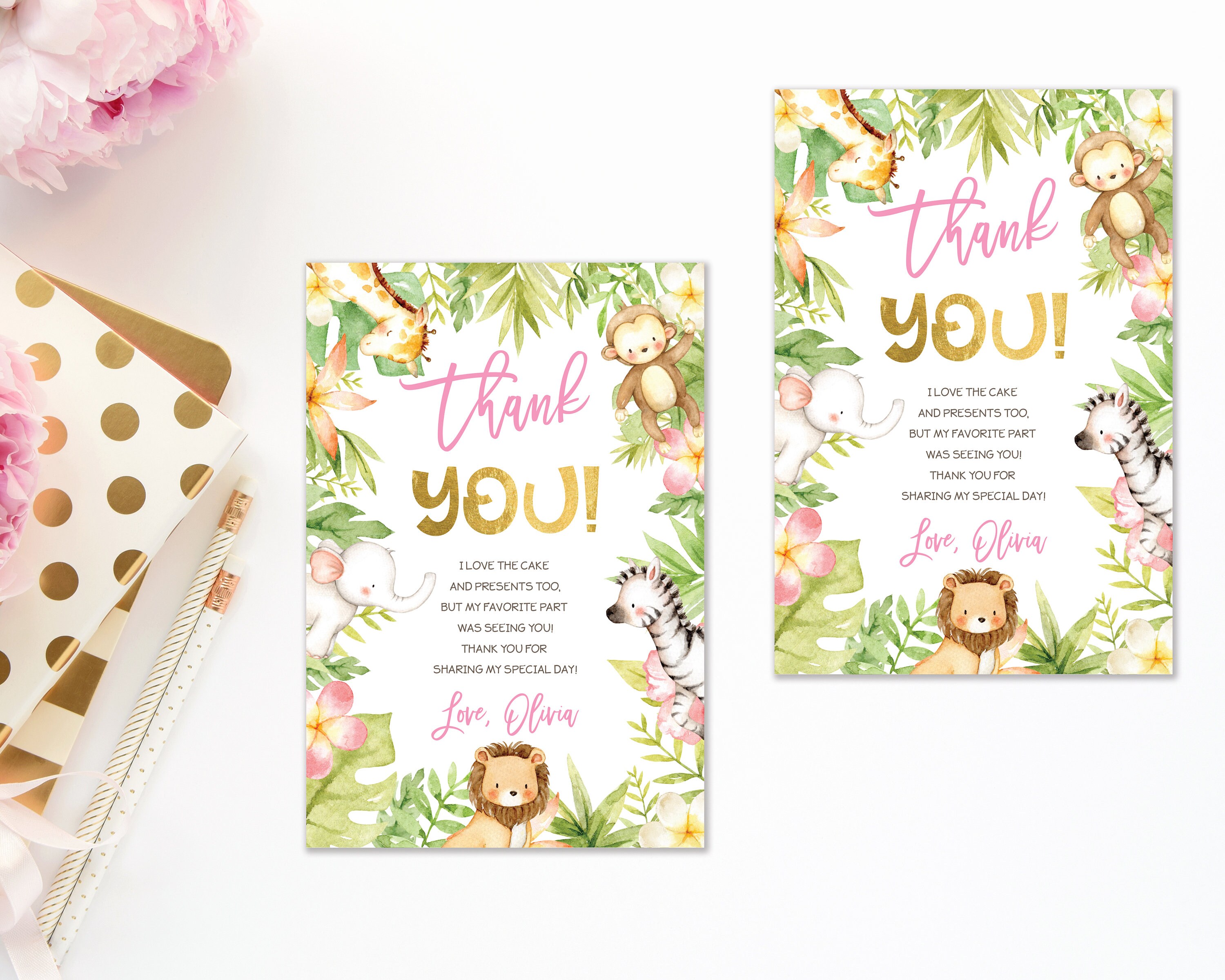 Two Wild Birthday Invitation Girl 2nd Birthday Pink and Gold Etsy