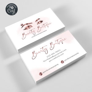 Editable Lash Business Card, DIY Business Card, Printable Lash Business Card, Eyelash Makeup Business Card