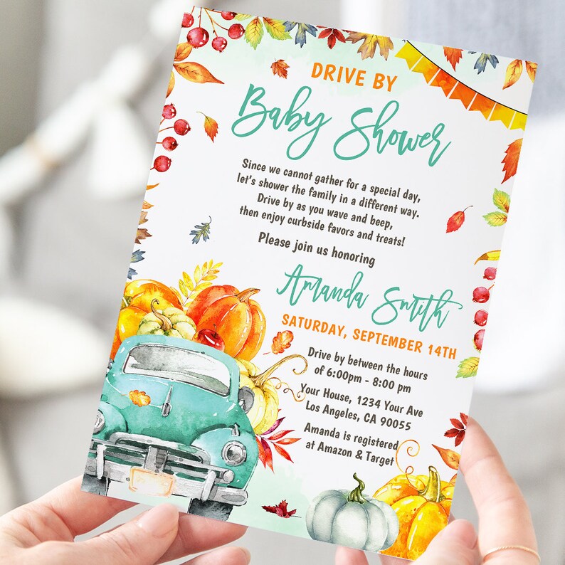 Drive by Baby Shower Invitation Template Drive by Fall Baby Etsy
