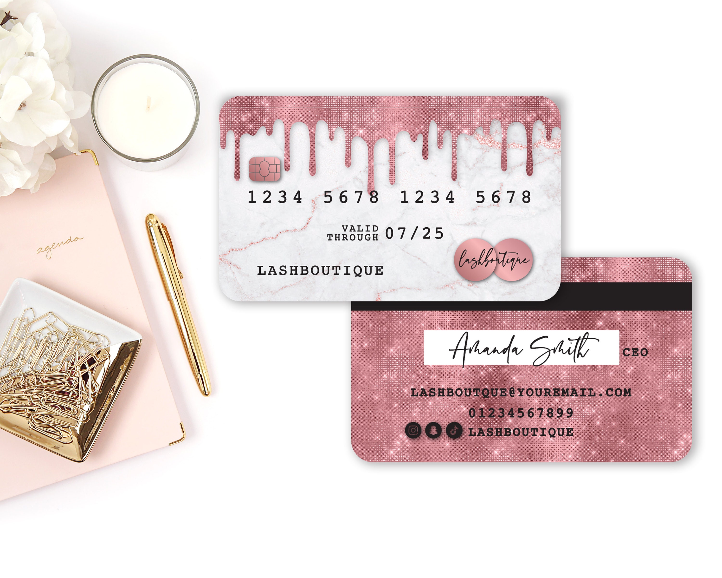 Rose Gold Business Card Eyelash Credit Card Business Card