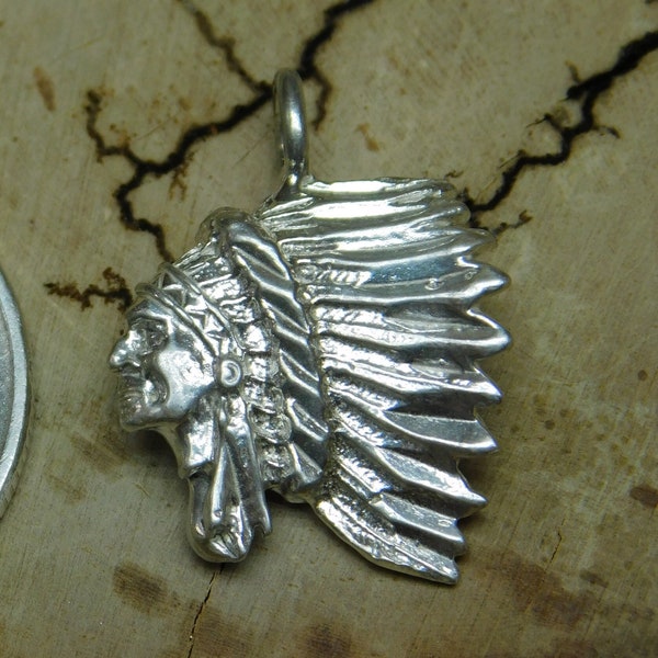 Indian Head Sterling Silver Pendant 24