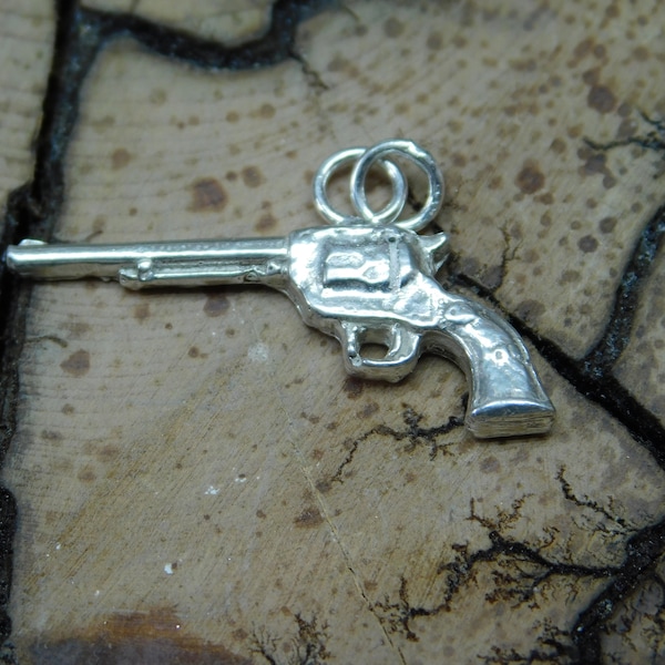 Old West .45 Colt Pistol Sterling Silver Pendant 133