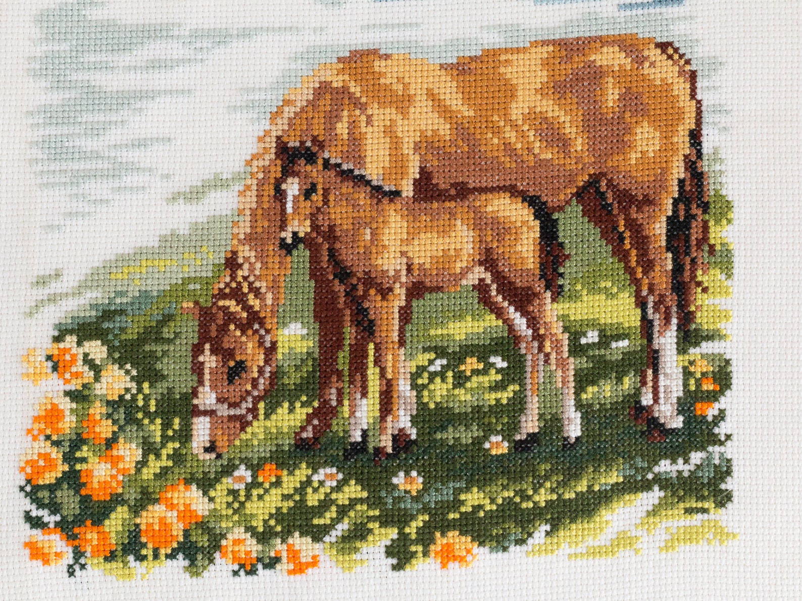 Horse needlepoint. Animal cross stitch finished Horses cross | Etsy