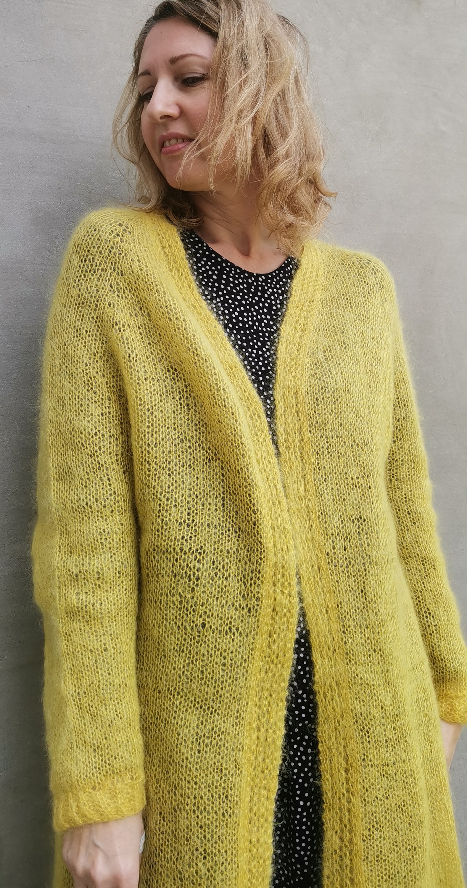 Hand knitted cardigan Mohair ladies cardigan Embroidered Etsy