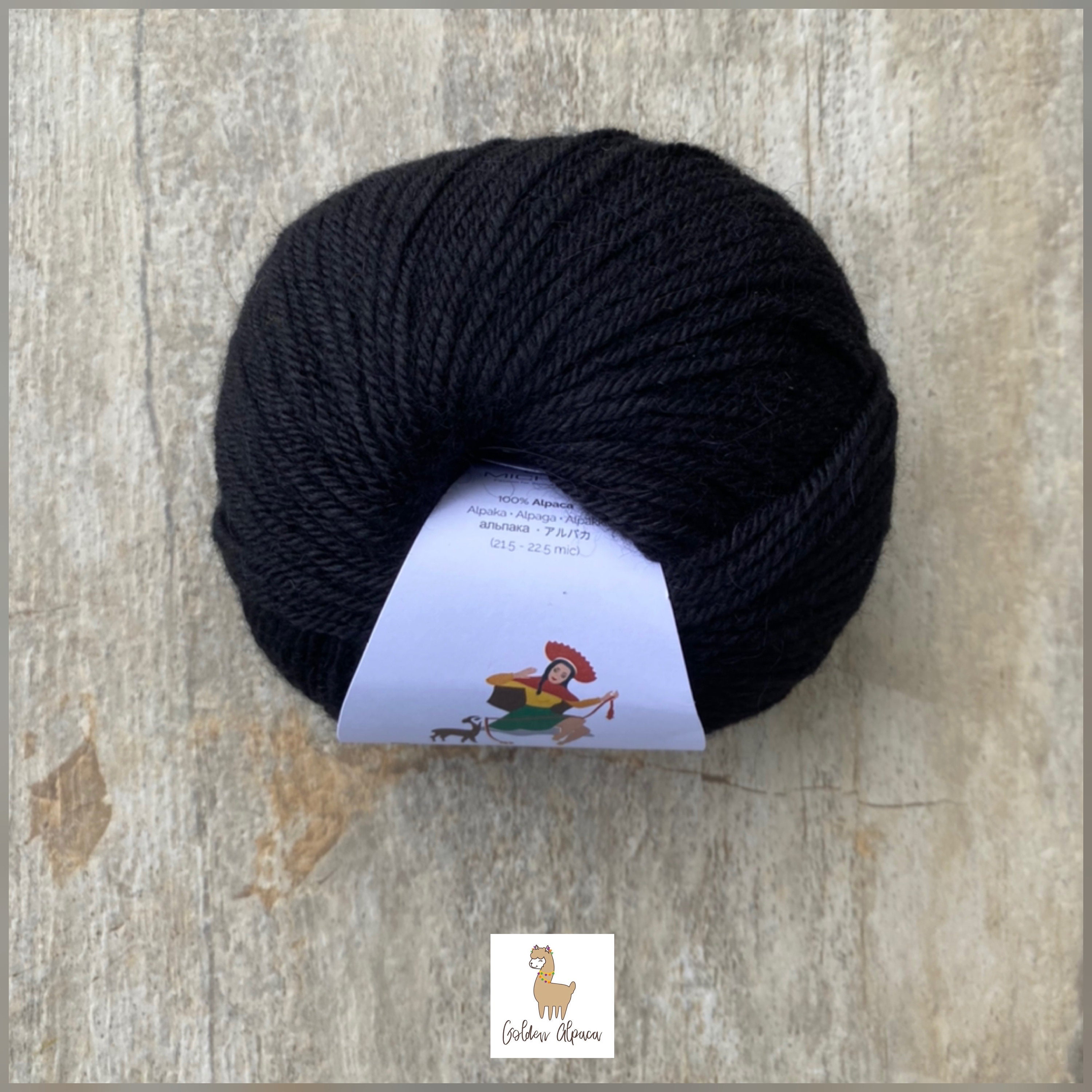 Black Baby Alpaca Yarn From Peru for Crocheting or Knitting/ 