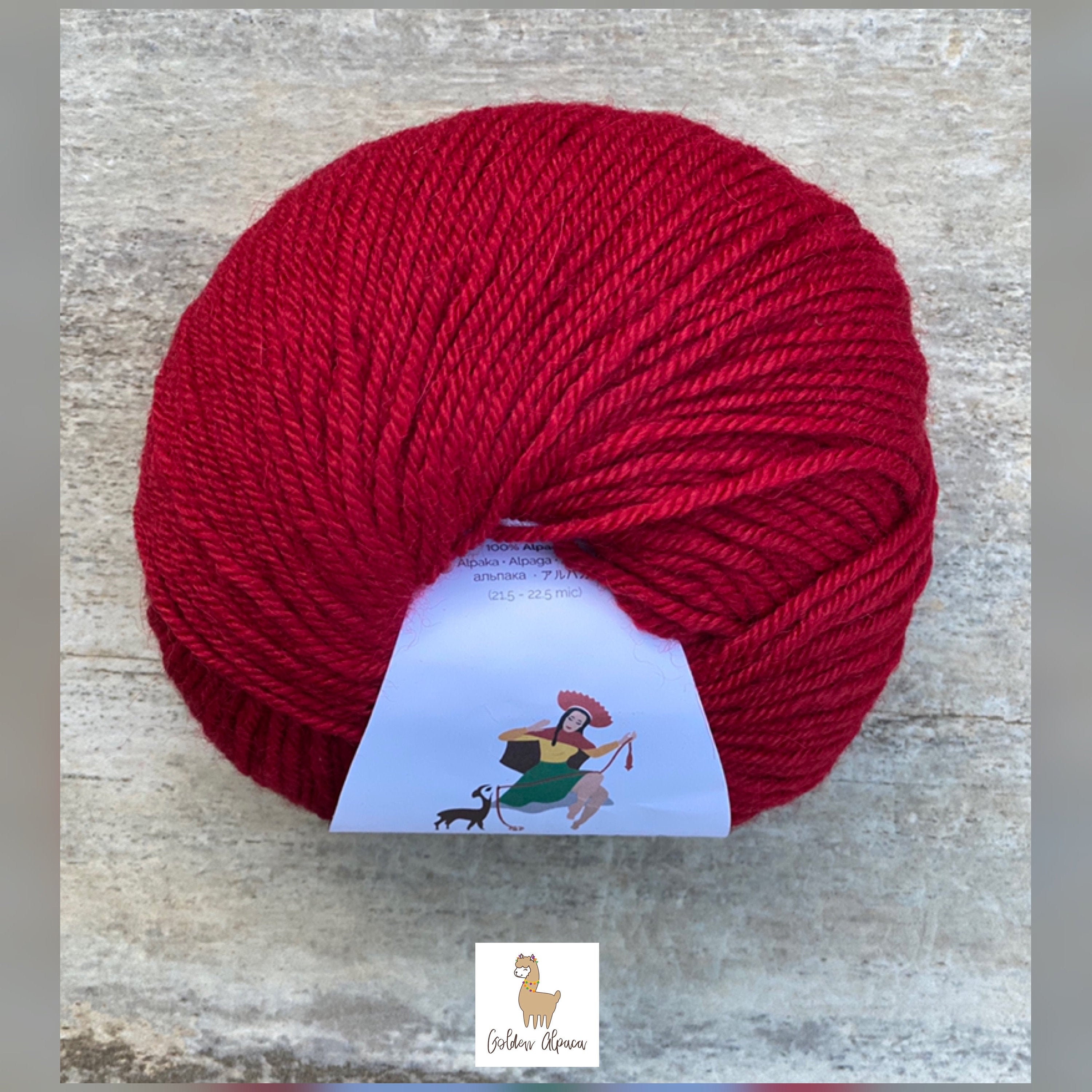 Red Baby Alpaca Yarn for Crocheting or Knitting/ INDIECITA Double