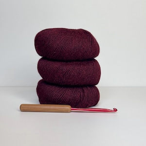 100% Burgundy Baby Alpaca Yarn DK Weight Soft Luxury Knitting and Crochet Yarn