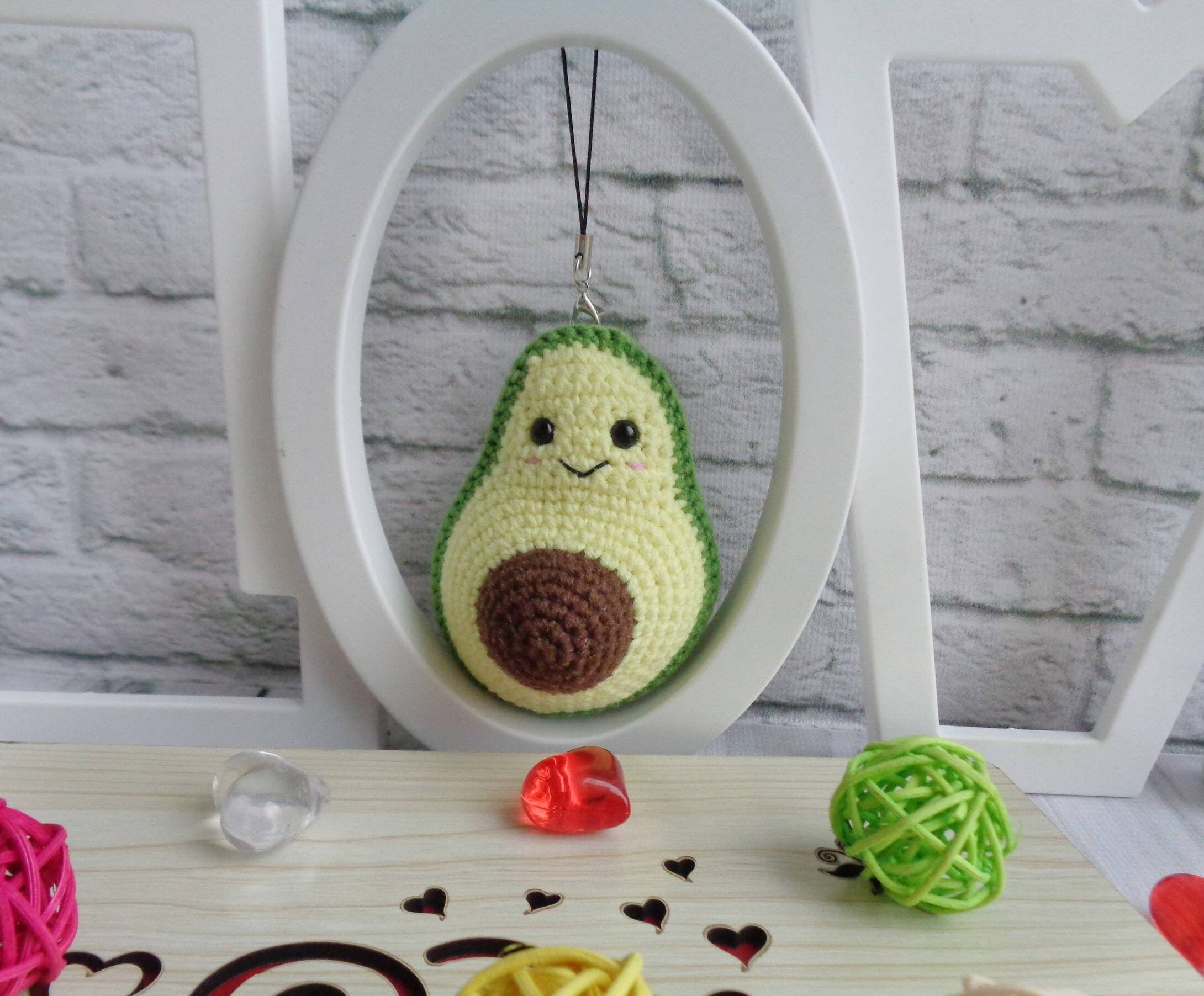 Avocado.Crochet avocado keychain Etsy