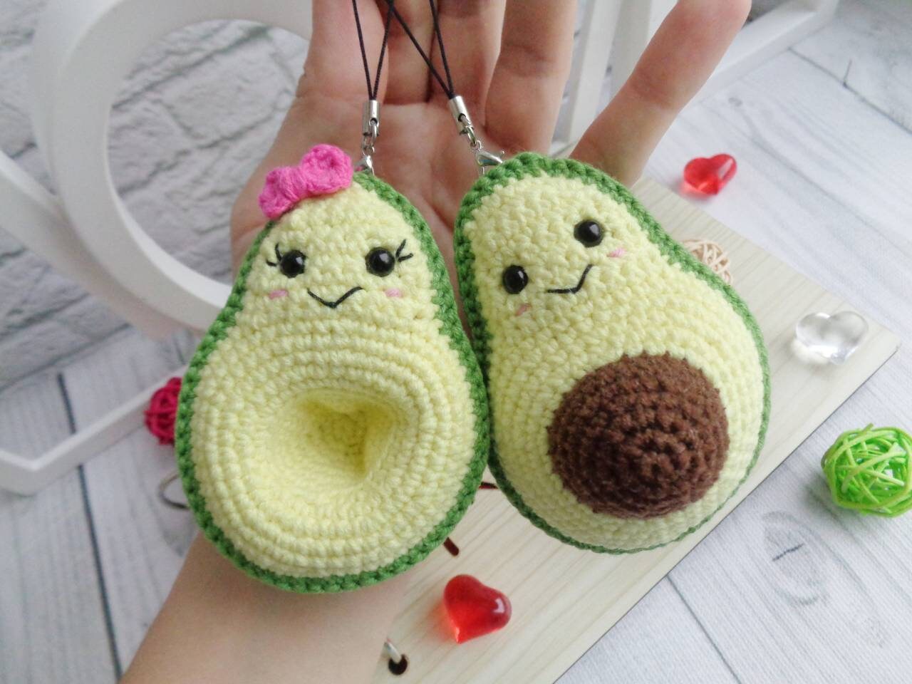 Avocado.Crochet avocado keychain Etsy