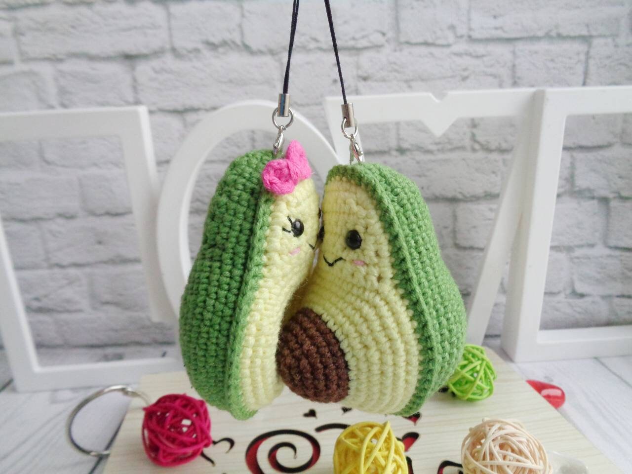 Avocado.Crochet avocado keychain Etsy
