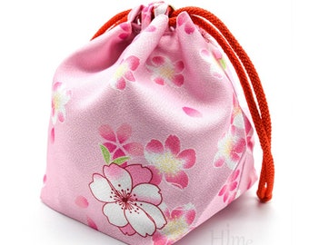 Kinchaku bag, Drawstring bag, Hand bag, Kimono bag, Vintage Kimono Remake, Japanese bag, Gift for friends
