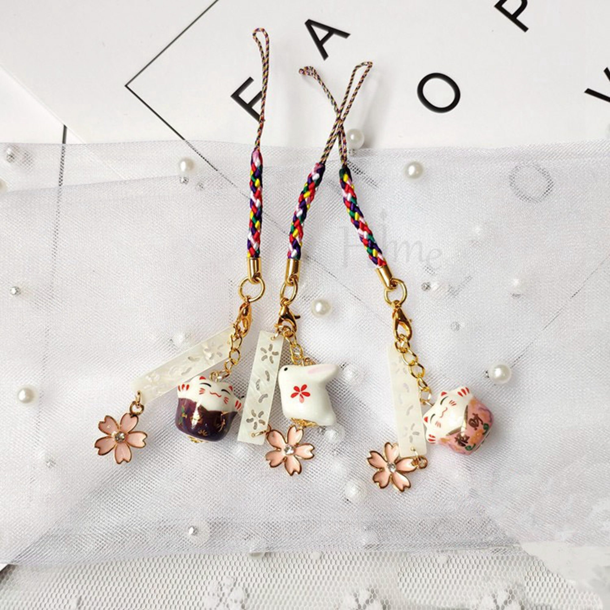 Ukiyoe Sakura Phone Chain Phone Charms Key Chain Kawayi Car Etsy