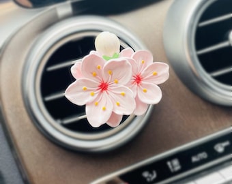 Sakura Car Vent Clip, Aroma Perfume Plaster Ornament, Diffuser Stone, Japanese Flower Car Vent Clips, Car pendant Decoration (Without Scent)