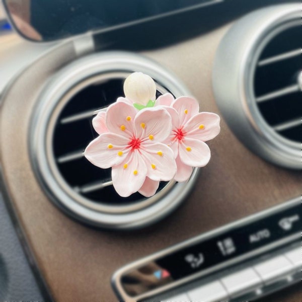 Sakura Car Vent Clip, Aroma Perfume Plaster Ornament, Diffuser Stone, Japanese Flower Car Vent Clips, Car pendant Decoration (Without Scent)