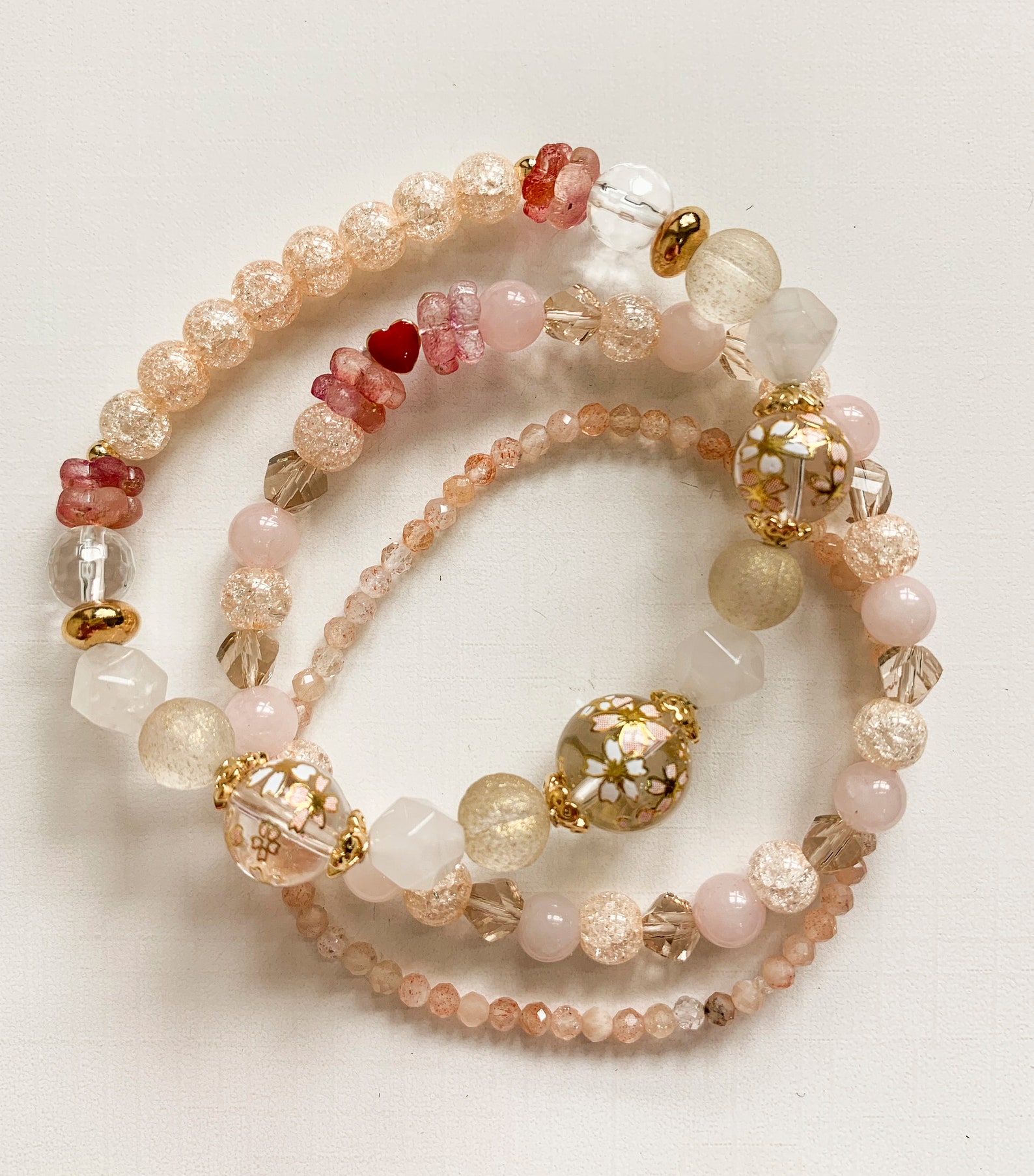 Multicolor Triple Sakura Beads Bracelet Japanese Natural Opal - Etsy