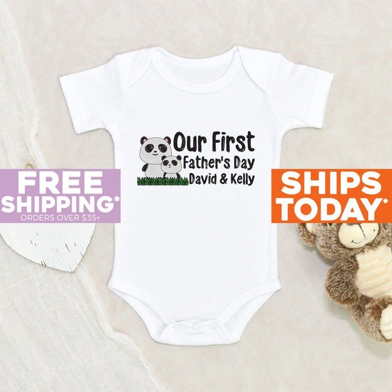 Personalized Baby Onesie® Our First Father's Day Onesie® image 1