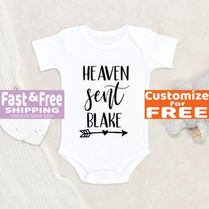 IVF Baby Onesie® Heaven Sent Personalized Name Baby Onesie® Cute Baby Clothes Custom Baby Onesie® Pregnancy Announcement Onesie®